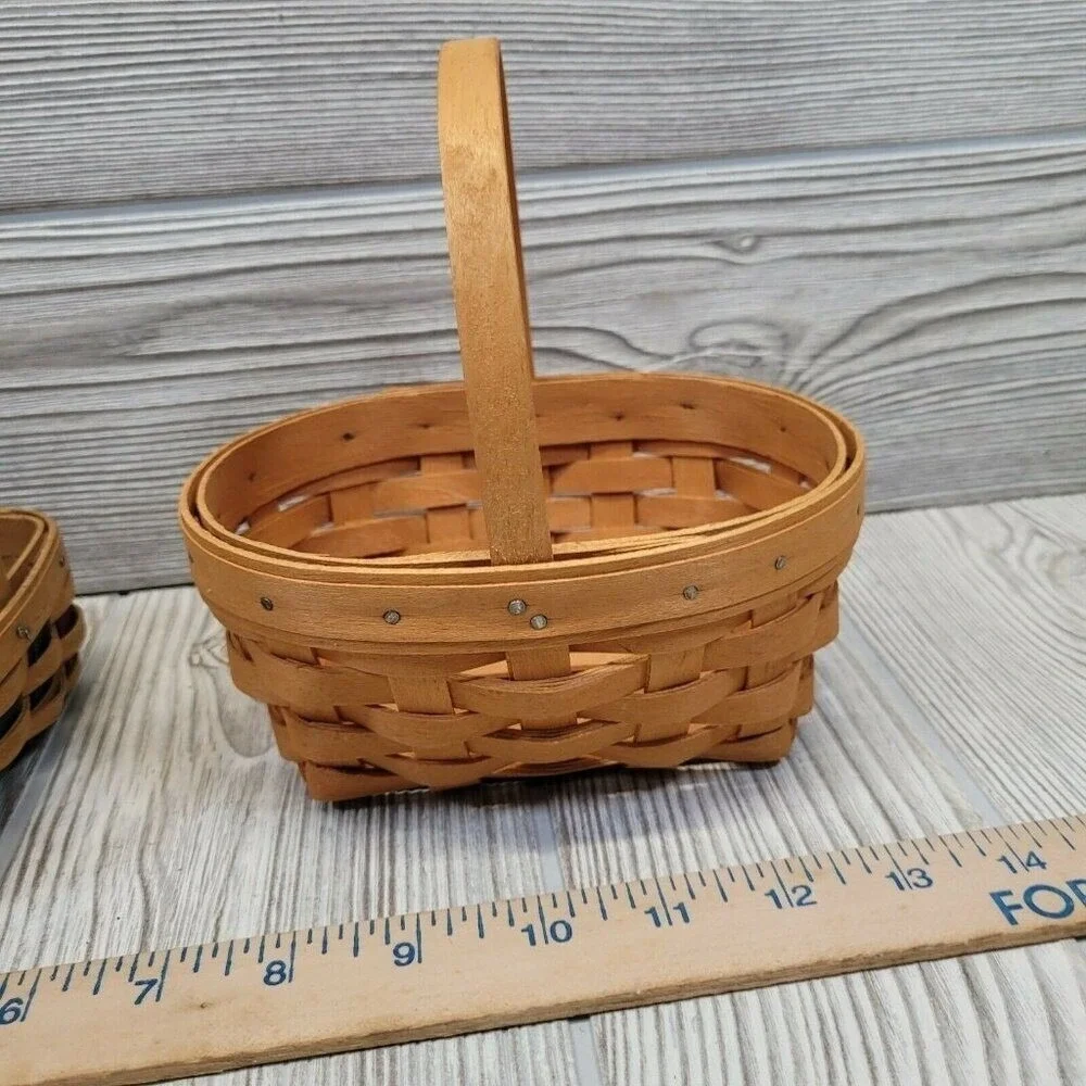 Longaberger Baskets Set 2 1999 2003 Holiday Helper Horizon of Hope Red Green Vtg